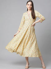 DesiQlo Yellow Floral printed A-Line kurta ( JOK 1414 Yellow )