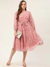 Women Pink & White Georgette Floral Printed Kurta ( JOK 1428 Pink )