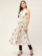 Women White Floral Printed Anarkali Kurta ( JOK 1429 White )