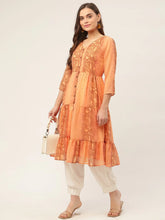 Women Orange Georgette Tiger Printed Kurtas ( JOK 1435 Orange )