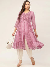 Women Purple Georgette Tiger Printed Kurtas ( JOK 1435 Purple )