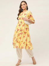 Women Yellow Georgette Floral Printed Kurtas ( JOK 1435 Yellow )