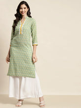 Ethnic Motifs Thread Work Kurta ( JOK 1446 Green )