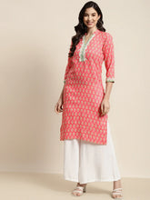 Ethnic Motifs Thread Work Kurta ( JOK 1446 Pink )