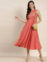 Embroidered A-Line Midi Dress ( JOK 1473 Pink )