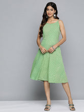DesiQlo Green Floral Sequin Embroidered A-Line Midi Dress ( JOK 1494 Pista )