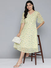 Floarl print flaired gorgette dress from ( JOK 1500 Off-White )