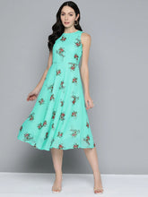 Floral Print Georgette A-Line Midi Dress