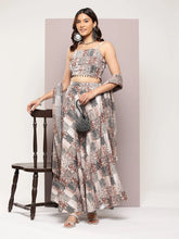 Crystal Beads Work Printed Lehenga choli with dupatta-JOLC-D-1701Q