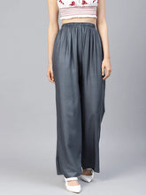 Women Grey Straight Elasticated Palazzo ( JOPL 2121 Grey )