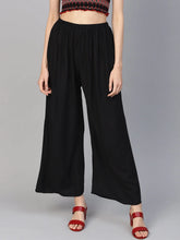 Women Black Straight Elasticated Palazzo ( JOPL 2121 Black )