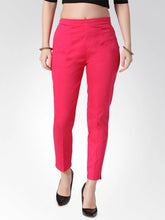 Women Pink Smart Slim Fit Solid Regular Trousers