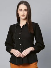 DesiQlo Women Black Regular Fit Crinkled Effect Casual Shirt ( JOT 7002 Black )