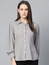 DesiQlo Women Grey Regular Fit Crinkled Effect Casual Shirt ( JOT 7002 Grey )