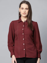 DesiQlo Women Maroon Regular Fit Crinkled Effect Casual Shirt ( JOT 7002 Maroon )