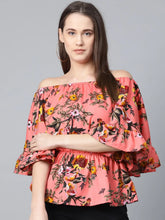 DesiQlo Women Pink Printed Bardot Top ( JOT 7003 Pink )