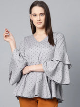 DesiQlo Women Grey & Black Printed A-Line Top ( JOT 7007 Grey )
