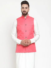 Men Peach Solid Nehru Jacket ( JOWC 4002 Peach)-JOWC-4002
