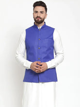 Men Royal-Blue Solid Nehru Jacket ( JOWC 4002 Royal)-JOWC-4002