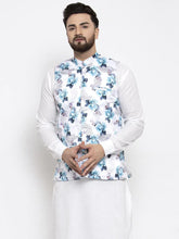 Men Silver Printed Satin Nehru Jacket ( JOWC 4007 Silver)-JOWC-4007