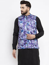 DesiQlo Men Violet Printed Satin Nehru Jacket (JOWC 4007 Voilet )