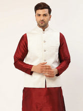 Men's White & Gold embossed Nehru Jacket( JOWC 4036 White )