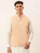 Men's Orange Embroidered Nehru Jackets( JOWC 4041 Orange )