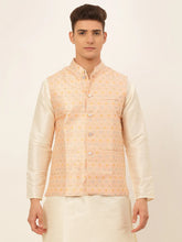 Men Pink Embroidered Nehru Jacket ( JOWC 4047 Pink )