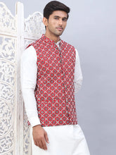 Embroidered Viscose Rayon Nehru Jacket-JOWC-4110Maroon