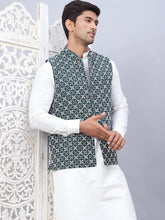 Embroidered Viscose Rayon Nehru Jacket-JOWC-4110Olive