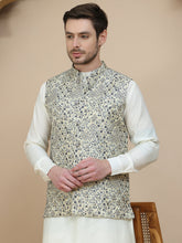 Woven Design Nehru Jacket for Men ( JOWC 4134 Navy )
