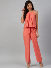 DesiQlo Women Peach-Coloured Solid Halter Neck Basic Jumpsuit ( JUP 8010 Peach )