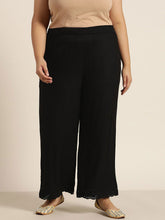 Juniper Black LIVA Rayon Solid Wide-Leg Palazzo
