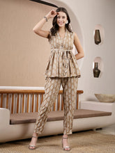 Women's Printed Rayon Co-Ord set-KASHIBEIGE