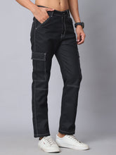 DesiQlo Men's Casual Cotton Blend Solid Cargo Pants ( KGP 156Black )