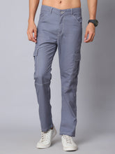 DesiQlo Men's Casual Cotton Blend Solid Cargo Pants ( KGP 156Light-Grey )