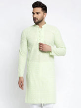 Men's Dark-Green Embroidered Kurta Only