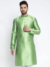 Men Green & White Woven Design Kurta Only ( KO 637 Green )-KO-637