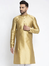 Men Mustard & White Woven Design Kurta Only ( KO 637 Mustard )-KO-637
