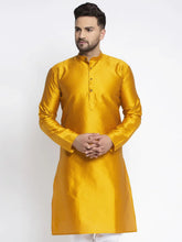 DesiQlo Men Yellow & White Woven Design Kurta Only ( KO 637 Yellow )