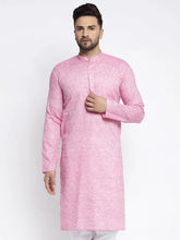DesiQlo Men Pink & White Self Design Kurta Only ( KO 638 Pink )