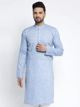DesiQlo Men Blue & White Self Design Kurta Only ( KO 638 Sky )