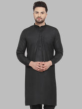 Men's Black Solid Cotton Kurta Only