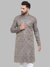 Men Grey & White Woven Design Kurta Only ( KO 595 Grey )-KO-595