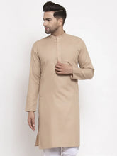Men Light-Brown & White Solid Kurta Only ( KO 611 Light-Brown )-KO-611