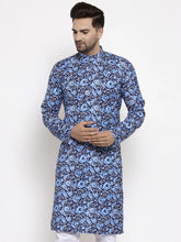 Men Blue Printed Kurta Only ( KO 623 Blue )-KO-623