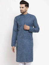 Men Blue Self Design Kurta Only ( KO 625 Blue )-KO-625