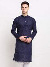 DesiQlo Men Navy Blue Chikan Kurta Only ( KO 561 Navy )