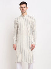Men's Cream Cotton Striped Kurta Only