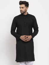 Men Black & White Solid Kurta Only ( KO 532 Black )-KO-532